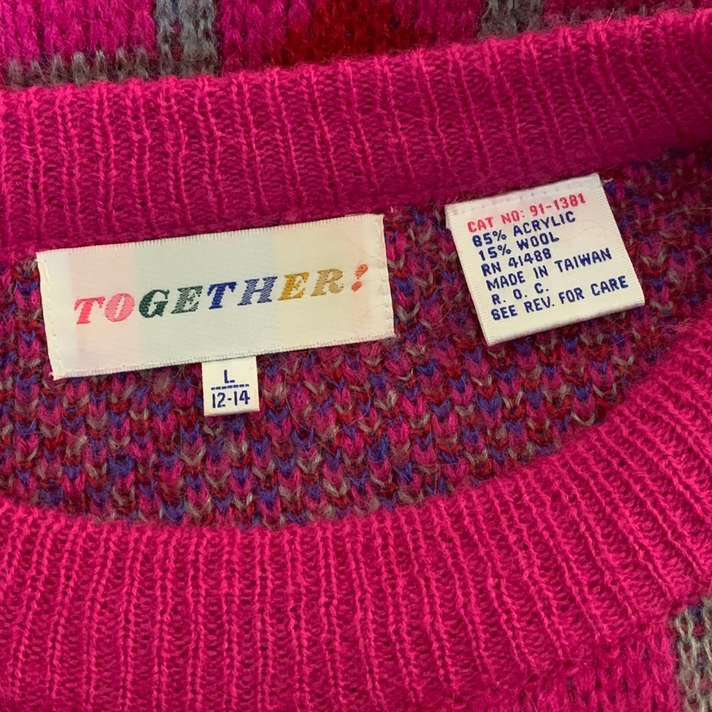 TOGETHER! Vintage Bright Pink Oversized Sweater - Picture 7 of 7